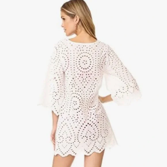 Maaji Eyelet Embroidered Cover Up Dress Ivory Beach Mini Small Coastal Chic